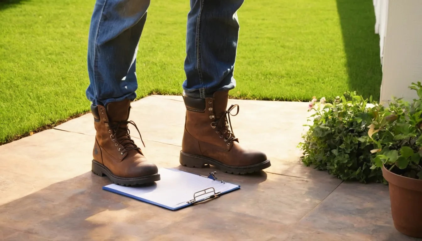 A homeowner reviewing a written concrete quote with a local provider in the Kinnelon area